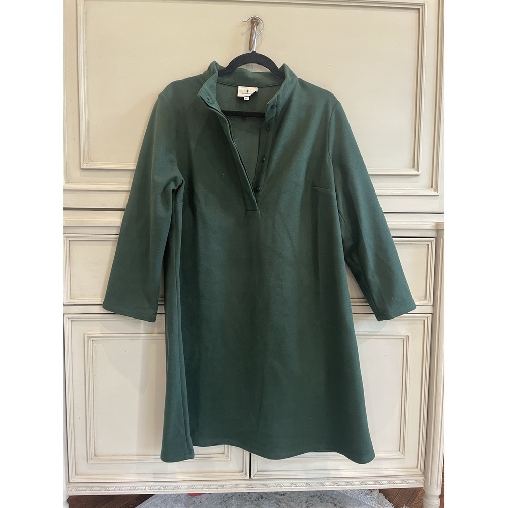 Tuckernuck Avery Dress Green Soft Fleece‎ Size XL 3/4 Sleeve - Picture 4 of 11